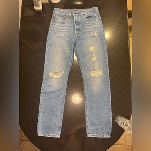 Levi's Blue High Rise Distressed Jeans